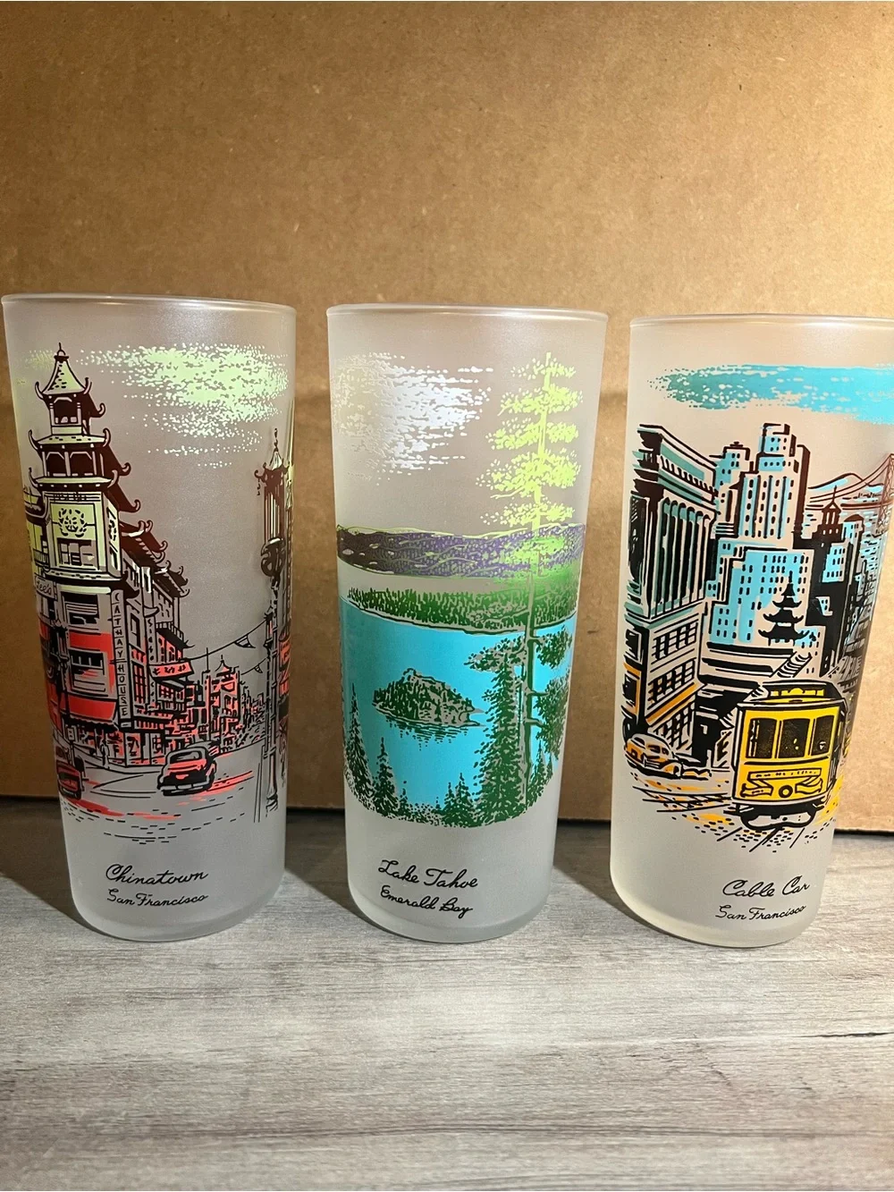 Vintage 1950s MCM Highball Glasses - set of 3- California